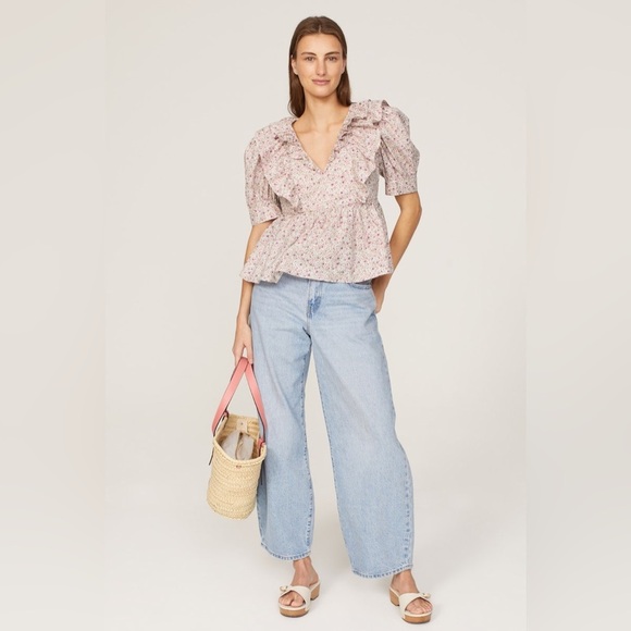 ENGLISH FACTORY FLORAL RUFFLE BLOUSE TOP GARDEN SUMMER - Picture 1 of 11